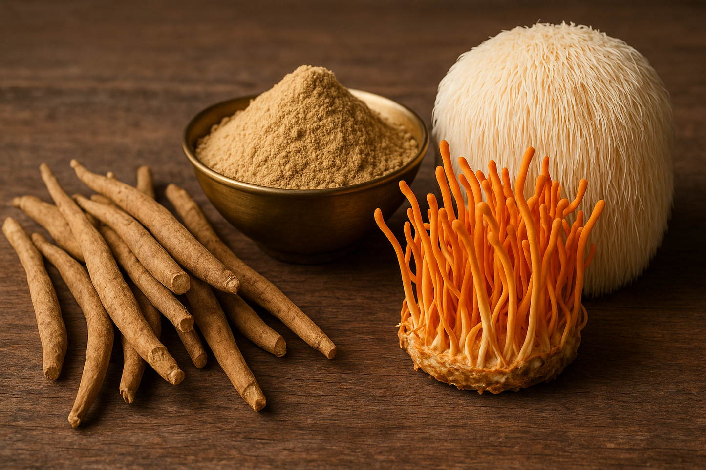Combo Adaptógeno: Melena de León, Cordyceps y Ashwagandha