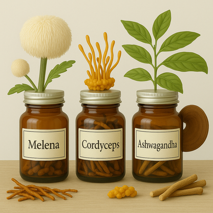 Combo Adaptógeno: Melena de León, Cordyceps y Ashwagandha